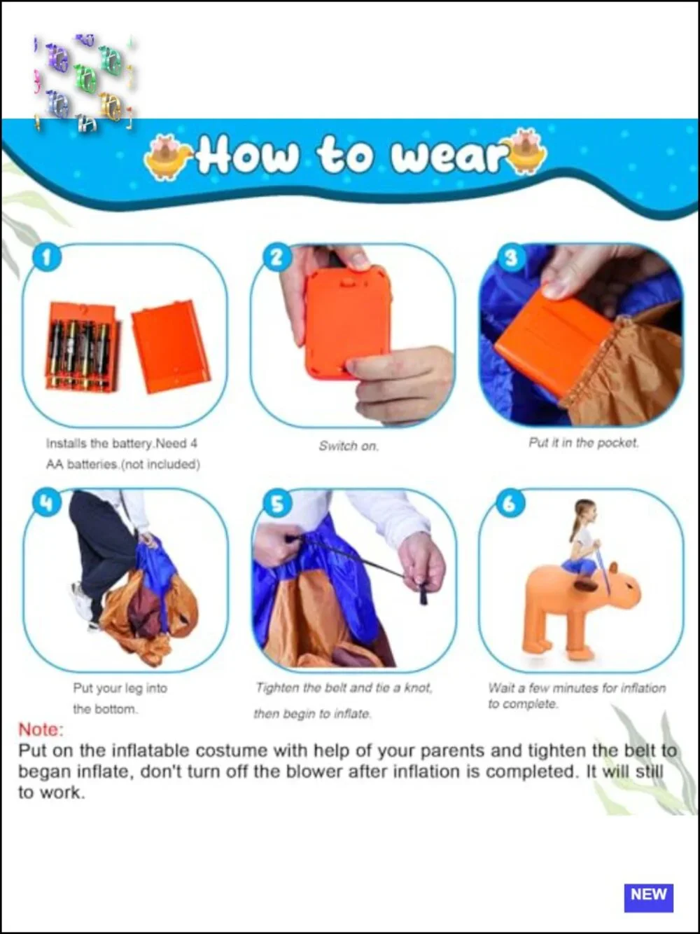 Inflatable Capybara Costume for Kids, Funny Blow Up Ride-On Halloween Party